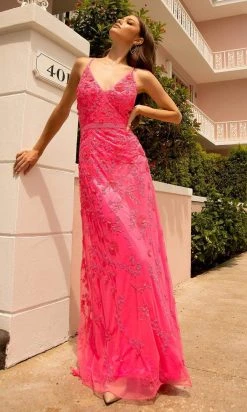 Primavera Couture - 3772 Floral Beaded Spaghetti Strap Long Dress 27 Primavera Couture - 3772 Floral Beaded Spaghetti Strap Long Dress