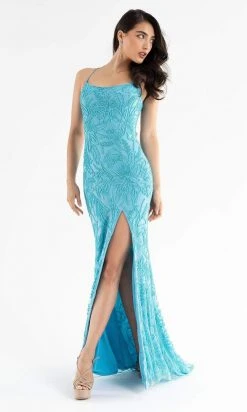 Primavera Couture - 3786 Sequin Scoop Neckline Long Gown