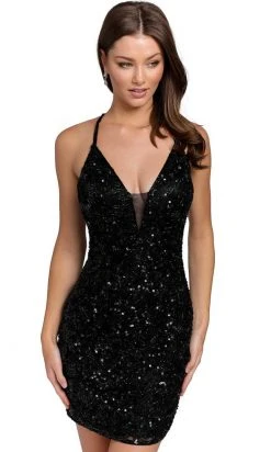 Primavera Couture 3832 - V-Neck Crisscross Back Cocktail Dress