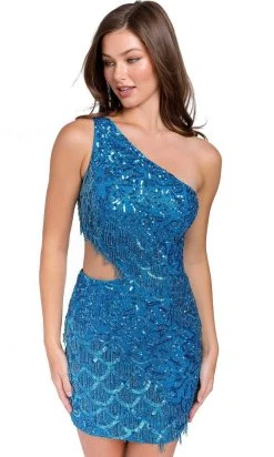 Primavera Couture 3836 - Asymmetric Neck Cutout Cocktail Dress 54 Primavera Couture 3836 - Asymmetric Neck Cutout Cocktail Dress