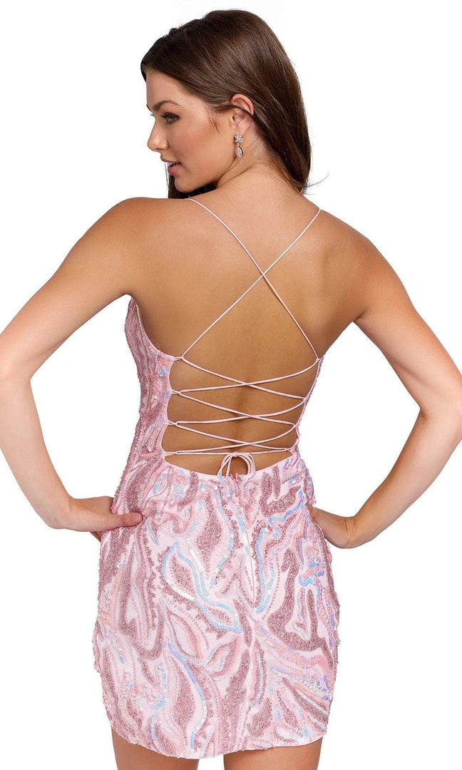 Primavera Couture 3844 - V-Neck Beaded Cocktail Dress 4 Primavera Couture 3844 - V-Neck Beaded Cocktail Dress