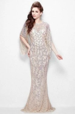 Primavera Couture - 9713 Sequined Flare Sleeve Illusion Sheath Gown 26 Primavera Couture - 9713 Sequined Flare Sleeve Illusion Sheath Gown