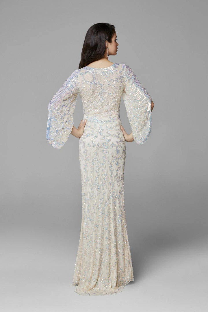 Primavera Couture - 9713 Sequined Flare Sleeve Illusion Sheath Gown 19 Primavera Couture - 9713 Sequined Flare Sleeve Illusion Sheath Gown