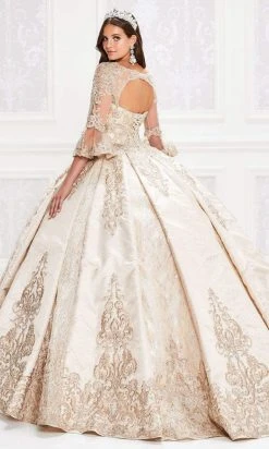Princesa By Ariana Vara - PR12004 Embroidered Bell Sleeve Ball Gown
