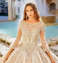 Princesa By Ariana Vara - PR12004 Embroidered Bell Sleeve Ball Gown
