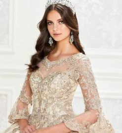 Princesa By Ariana Vara - PR12004 Embroidered Bell Sleeve Ball Gown