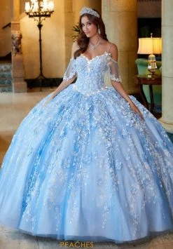 Princesa By Ariana Vara PR12271 - Detachable Ruffle Sleeves Lighted Ball Gown