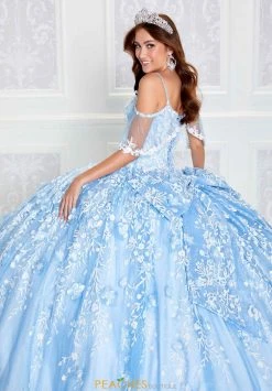 Princesa By Ariana Vara PR12271 - Detachable Ruffle Sleeves Lighted Ball Gown