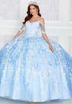 Princesa By Ariana Vara PR12271 - Detachable Ruffle Sleeves Lighted Ball Gown