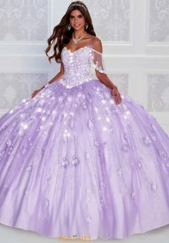 Princesa By Ariana Vara PR12271 - Detachable Ruffle Sleeves Lighted Ball Gown