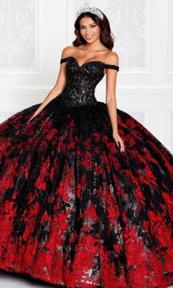 Princesa By Ariana Vara PR12275 - Off-Shoulder Sleeves Lighted Ball Gown