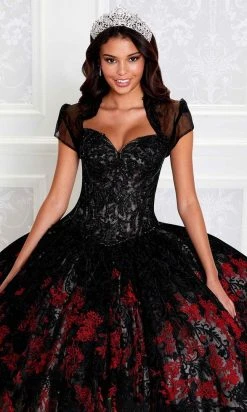 Princesa By Ariana Vara PR12275 - Off-Shoulder Sleeves Lighted Ball Gown