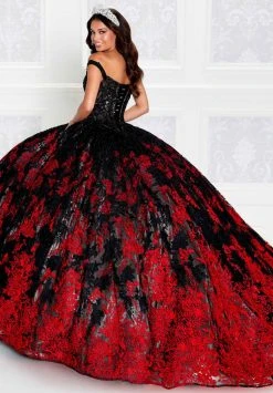 Princesa By Ariana Vara PR12275 - Off-Shoulder Sleeves Lighted Ball Gown