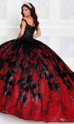 Princesa By Ariana Vara PR12275 - Off-Shoulder Sleeves Lighted Ball Gown