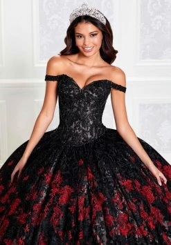 Princesa By Ariana Vara PR12275 - Off-Shoulder Sleeves Lighted Ball Gown