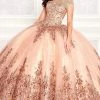 Princesa By Ariana Vara - PR22026 Short Sleeve Beaded Ball Gown