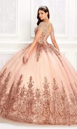Princesa By Ariana Vara - PR22026 Short Sleeve Beaded Ball Gown