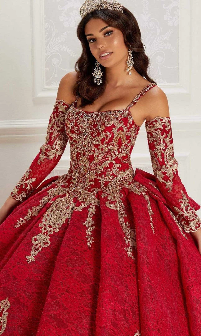 Princesa By Ariana Vara - PR22146 Pleated Lace Embellished Ballgown 5 Princesa By Ariana Vara - PR22146 Pleated Lace Embellished Ballgown