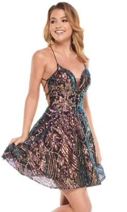 Rachel Allan - 30015 Strappy Plunging Sweetheart A-Line Dress