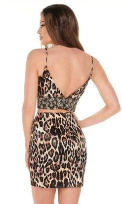 Rachel Allan - 40013 Two Piece Animal Print V Neck Dress