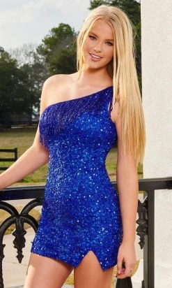 Rachel Allan 40150 - One Shoulder Sequin Cocktail Dress 14 Rachel Allan 40150 - One Shoulder Sequin Cocktail Dress