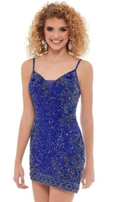 Rachel Allan - 40152 Sequined V Neck Cocktail Dress 8 Rachel Allan - 40152 Sequined V Neck Cocktail Dress