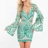 Rachel Allan - 4623 Illusion Angel Sleeve Sequined Cutout Dress Short Dresses