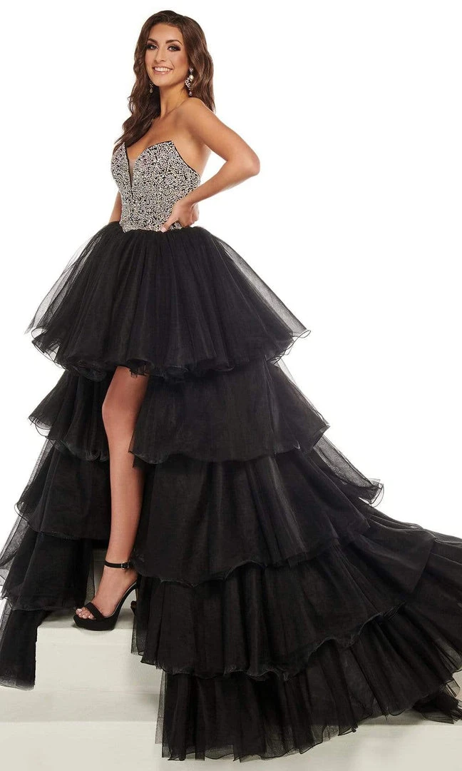 Rachel Allan - 50003 Beaded Pleated High Low Gown 3 Rachel Allan - 50003 Beaded Pleated High Low Gown