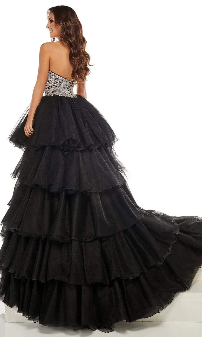 Rachel Allan - 50003 Beaded Pleated High Low Gown 4 Rachel Allan - 50003 Beaded Pleated High Low Gown