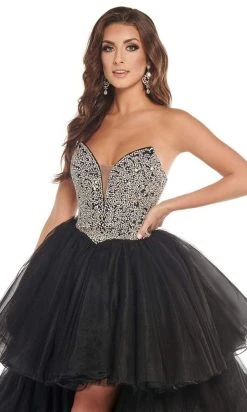 Rachel Allan - 50003 Beaded Pleated High Low Gown 10 Rachel Allan - 50003 Beaded Pleated High Low Gown