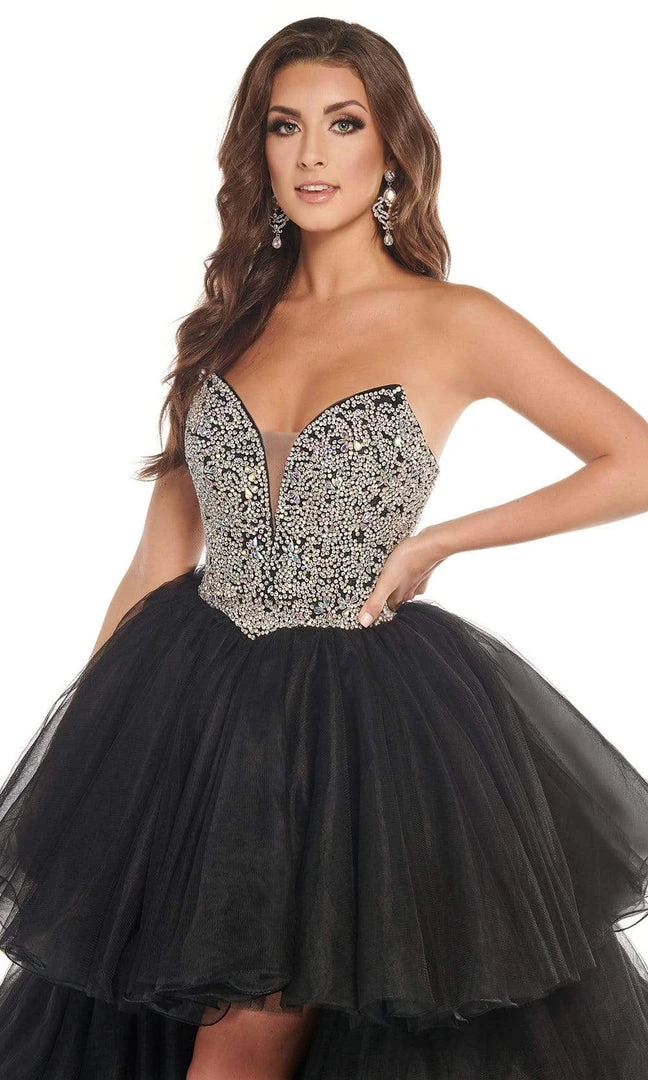 Rachel Allan - 50003 Beaded Pleated High Low Gown 5 Rachel Allan - 50003 Beaded Pleated High Low Gown