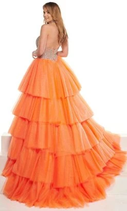 Rachel Allan - 50003 Beaded Pleated High Low Gown 12 Rachel Allan - 50003 Beaded Pleated High Low Gown
