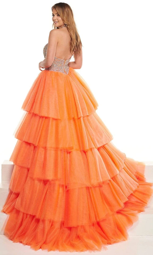 Rachel Allan - 50003 Beaded Pleated High Low Gown 7 Rachel Allan - 50003 Beaded Pleated High Low Gown