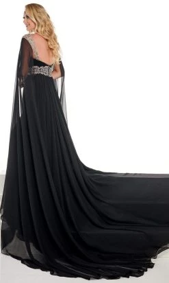 Rachel Allan - 50012 Cape Mermaid A-Line Overskirt Evening Dress