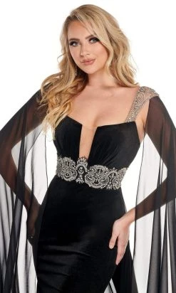 Rachel Allan - 50012 Cape Mermaid A-Line Overskirt Evening Dress 9 Rachel Allan - 50012 Cape Mermaid A-Line Overskirt Evening Dress