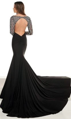 Rachel Allan - 50017 Beaded Long Sleeves Trumpet Gown