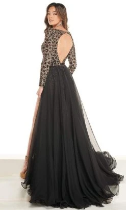 Rachel Allan - 50023 Printed Long Sleeves A-Line Overlay 5 Rachel Allan - 50023 Printed Long Sleeves A-Line Overlay