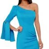 Rachel Allan - 50038 Asymmetric Crepe Mini Dress 1 Rachel Allan - 50038 Asymmetric Crepe Mini Dress
