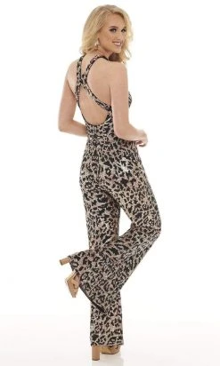 Rachel Allan - 50051 Halter Sequined Animal Jumpsuit 5 Rachel Allan - 50051 Halter Sequined Animal Jumpsuit