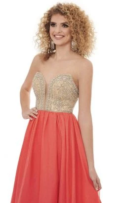 Rachel Allan - 50055 Detachable Sleeve Crystal Beaded Dress