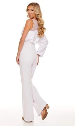 Rachel Allan - 50080 Floral Appliques Jewel Jumpsuit