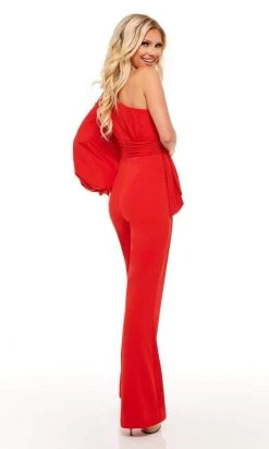 Rachel Allan - 50108 Bishop Sleeve One Shoulder Jumpsuit 17 Rachel Allan - 50108 Bishop Sleeve One Shoulder Jumpsuit