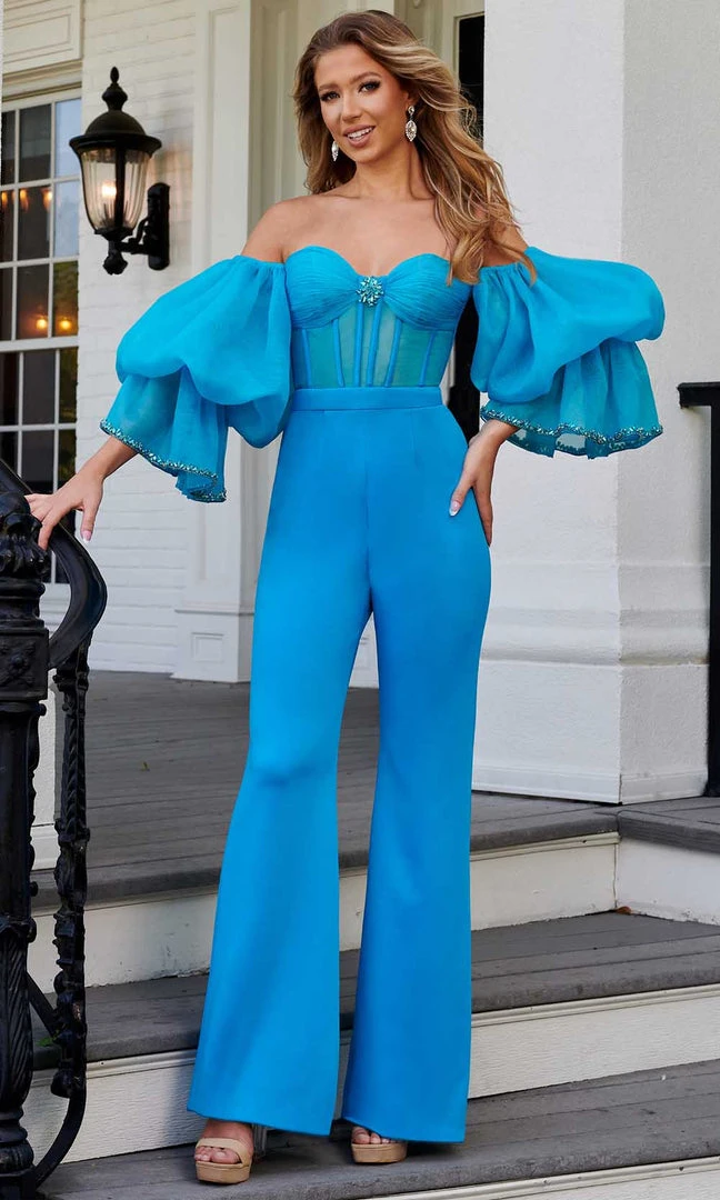 Rachel Allan 50145 - Off-Shoulder Bubble Sleeve Jumpsuit 3 Rachel Allan 50145 - Off-Shoulder Bubble Sleeve Jumpsuit