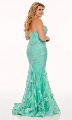 Rachel Allan - 70011W Strapless Embroidery Plus Size Dress