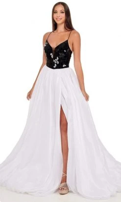 Rachel Allan - 70021 High Slit Cut Glass Bubble Hem Dress 8 Rachel Allan - 70021 High Slit Cut Glass Bubble Hem Dress