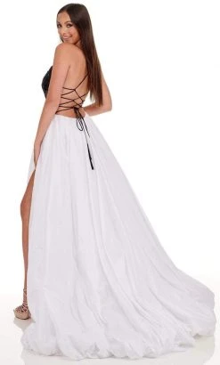 Rachel Allan - 70021 High Slit Cut Glass Bubble Hem Dress 9 Rachel Allan - 70021 High Slit Cut Glass Bubble Hem Dress