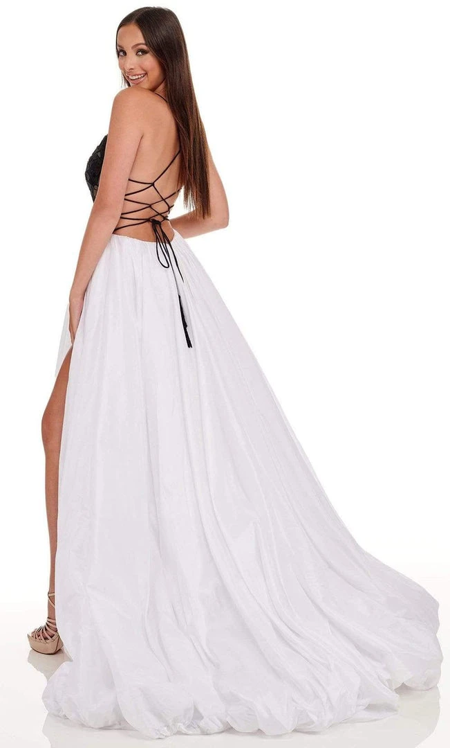 Rachel Allan - 70021 High Slit Cut Glass Bubble Hem Dress 6 Rachel Allan - 70021 High Slit Cut Glass Bubble Hem Dress