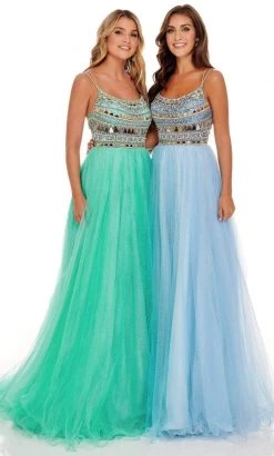 Rachel Allan - 70038 Geometric Cut Glass Tulle Dress 13 Rachel Allan - 70038 Geometric Cut Glass Tulle Dress