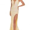 Rachel Allan - 70041 Sequined Plunging Halter High Slit Gown 1 Rachel Allan - 70041 Sequined Plunging Halter High Slit Gown