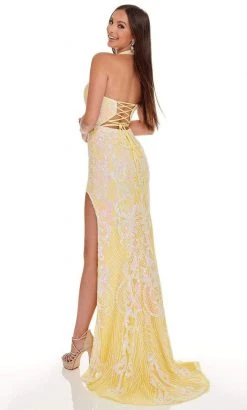 Rachel Allan - 70041 Sequined Plunging Halter High Slit Gown